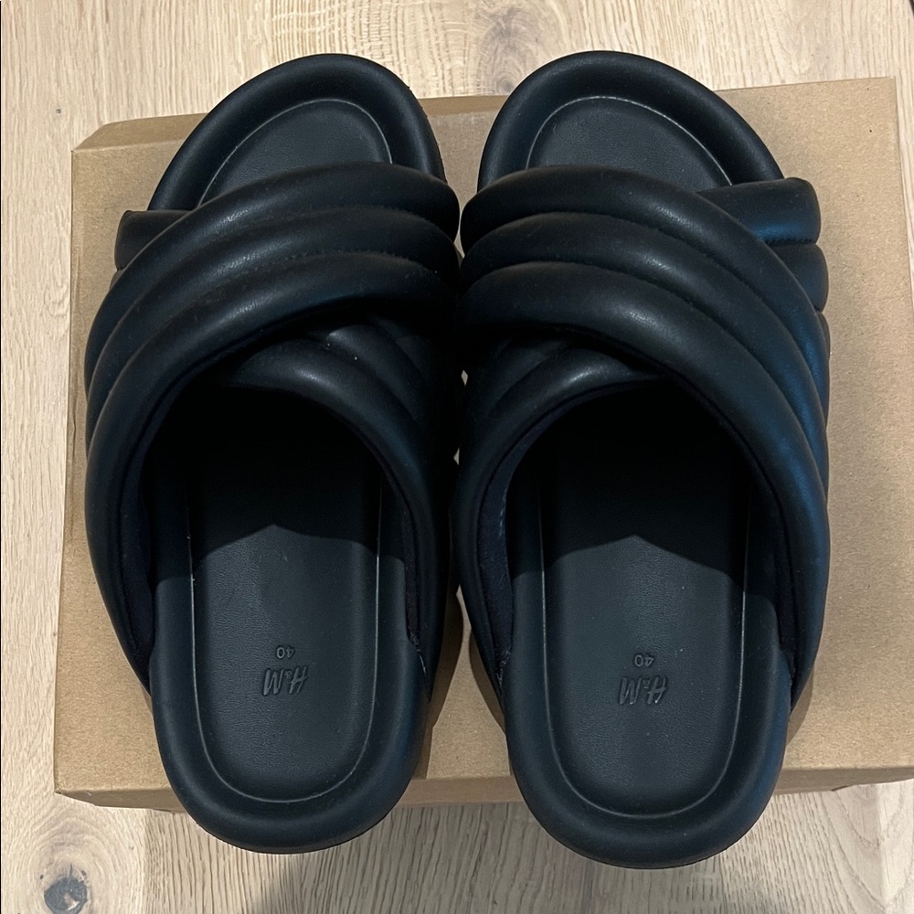 H&M Black Slide Sandals
